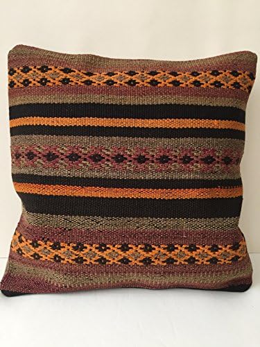 Kilim Pillow 16'' x 16'' Anatolian Turkish Cushion Cover (40cm x 40cm), sofa pillow, couch pillow, embroidered, handmade, kilim rug,