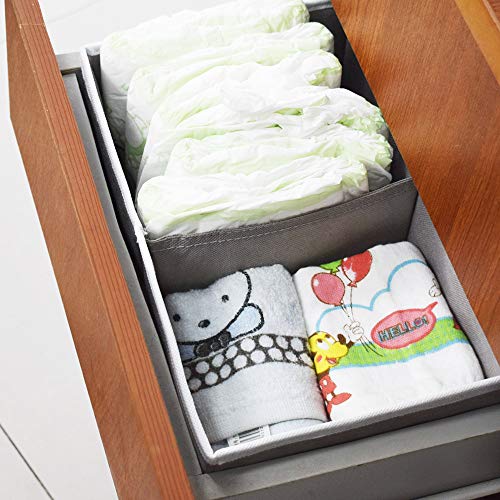 homyfort Dresser Drawer Organizer Clothes, Drawer Dividers, Foldable Closet Bra, Underwear, Sock, Organizer Storage Box Cubes for Women Baby, Set of 4 (Grey 10 Section) - Thumbnail 4