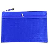 EasyPAG 2 Pack Nylon 2 Compartments Zipper Closure 7-3/4 x 5-1/4 Inch B6 File Folder Bag Pencil Holder,Dark Blue