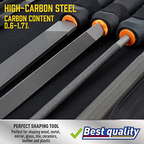 Amartisan 21Pcs Premium Metal File Set with Carry Case, High Carbon Steel File Set, Flat