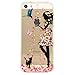 iPhone 5 5S Case, JAHOLAN Amusing Whimsical Design Clear Bumper TPU Soft Case Rubber Silicone Cover for iPhone 5/5S/SE - Flower Small Girl
