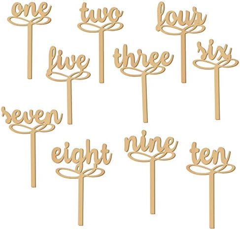 WENXIU Wooden Table Numbers 1-10 for Wedding or Home Decoration Event and Party Supplies（A set of 10 numbers）