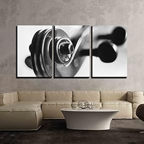 3 Piece Canvas Wall Art - Violin Pegs - Modern Home Art Stretched and Framed Ready to Hang - 16"x24"x3 Panels