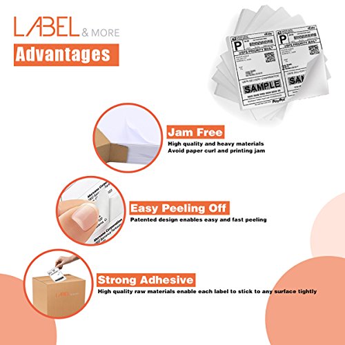 Half Sheet Self Adhesive Shipping Labels 5-1/2"x8-1/2" inches UPS USPS FEDEX Internet Postage Address Labels for Laser and Inkjet Printers [100 Sheets 200 Labels] - Thumbnail 3