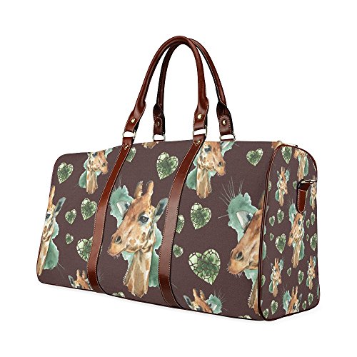 InterestPrint Custom Animal Giraffe Plants Watercolor Travel Bag