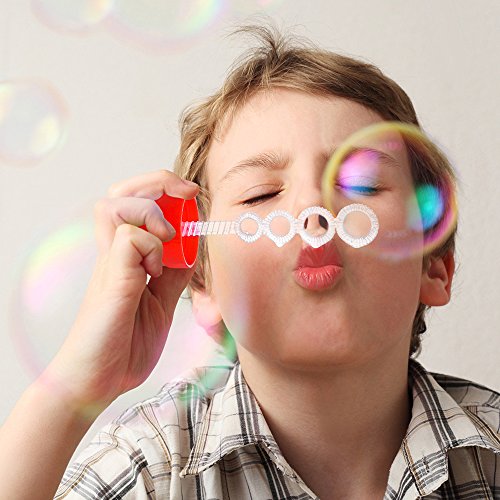 image for Prextex 4-Pack Bubble Solution with Wand, Bubble Gun Refill, Kids Outd