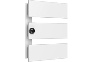 K&KALONZO Electric Towel Warmer, 18.35" W x 22.8" H Wall-Mounted Towel Heater with Built-in Timer, Waterproof Aluminum Towel Warmer for Bathroom, Support Plug-in and Hardwired, White, K3-L-W