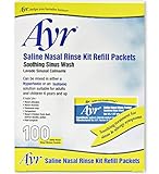 Ayr Saline Nasal Rinse Kit Refill Packets, 100-Count Packets (Pack of 2)