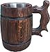 Etno Motif Handmade Beer Mug Made of Wood Tankard Wooden Stein Beer Tankard Stein Crafted Beer Mug Cup Capacity: 20.28oz (600ml) - Great Christmas Gift Idea