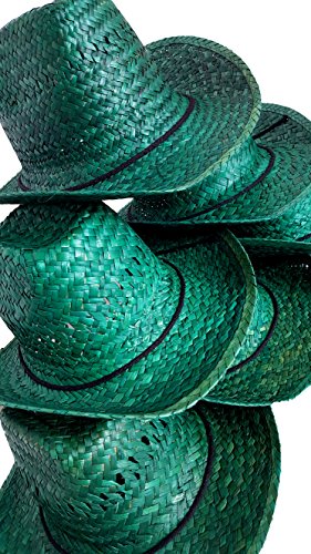 Dondor Assorted Woven Straw Cowboy Hats for Adults (Green) - Thumbnail 4