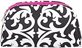 World Traveler Black and White Damask with Pink Makeup Bag