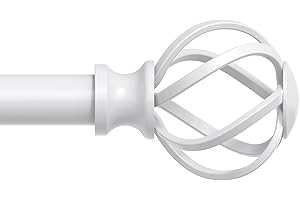VOIIY Curtain Rods for Windows 48 to 84 Inch(4-7 Feet),3/4" Diameter White Drapery Rods with Twisted Cage Finials,Size:36-88 Inch