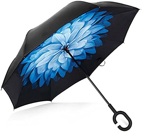 Inverted Umbrella Double Layer Windproof Reverse Umbrella for Car and Outdoor Use