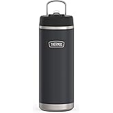 ICON SERIES BY THERMOS Stainless Steel Water Bottle with Straw Lid, 32 Ounce, Granite