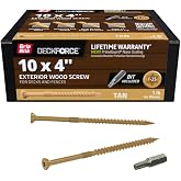 Grip-Rite DeckForce Exterior Wood Screws for Decks and Fences - Nano Coated - T-17 Autopilot Tip - Tan Deck Screws - #10 x 4-1 Lb Box - GRDF4STT1