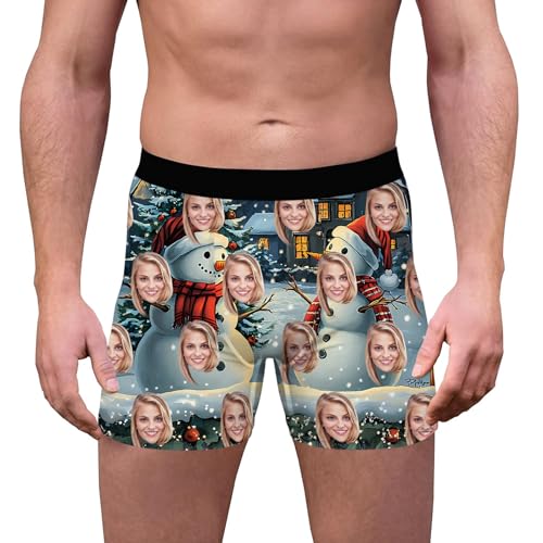 Custom Face Funny Mens Boxer Briefs, Personalized Underwear Shorts Christmas Day Valentine's Day Gifts for Men Boyfriend Father Husband