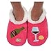 Snoozies Pairable Slipper Socks - Funny House Slippers for Women, Non-Slip Fuzzy Slipper Socks - Bottle of Red - Large