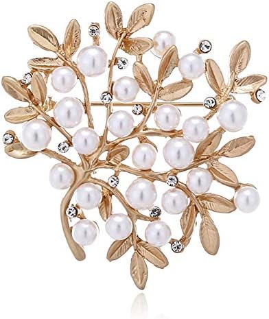 Xinmeitezhubao Branch Pearl Alloy Brooch High-Grade Brooch Silk Scarf Buckle Brooch Female Jewelry