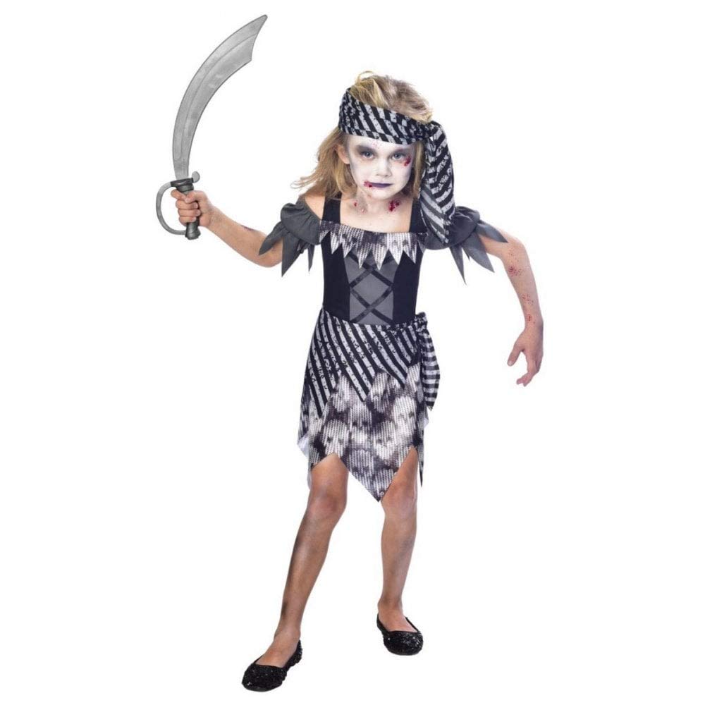 (PKT) (9902677) Child Girls Zombie Pirate Costume (9-10yr)