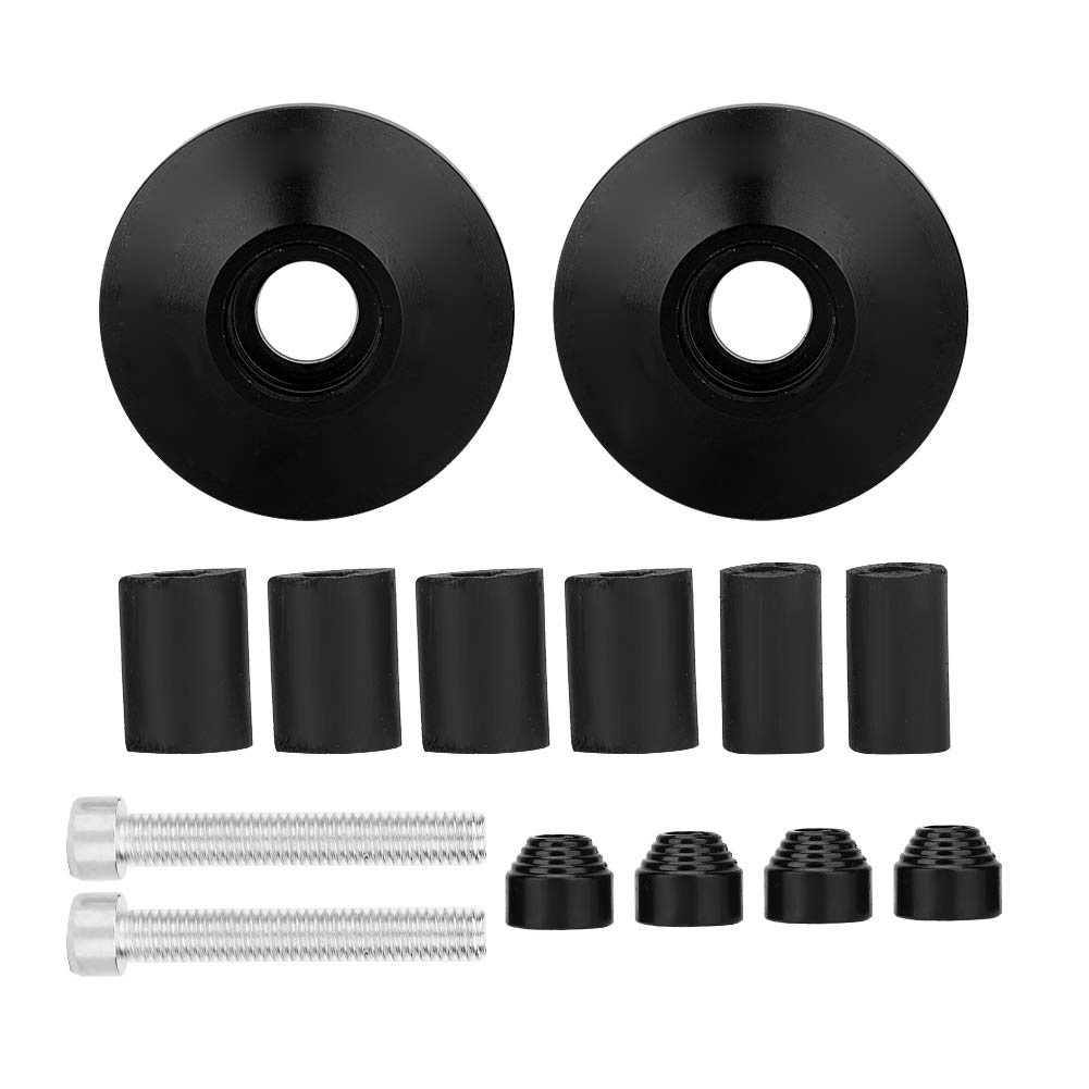 Fydun Motorcycle Handlebar End Cap, Universal CNC Aluminum Alloy, Black