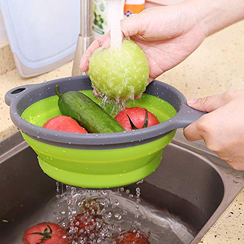 Food Strainers,Foldable Silicone Strainers,Collapsible Colanders with Handles,Kitchen Strainers Colander, 2 quart (Red)