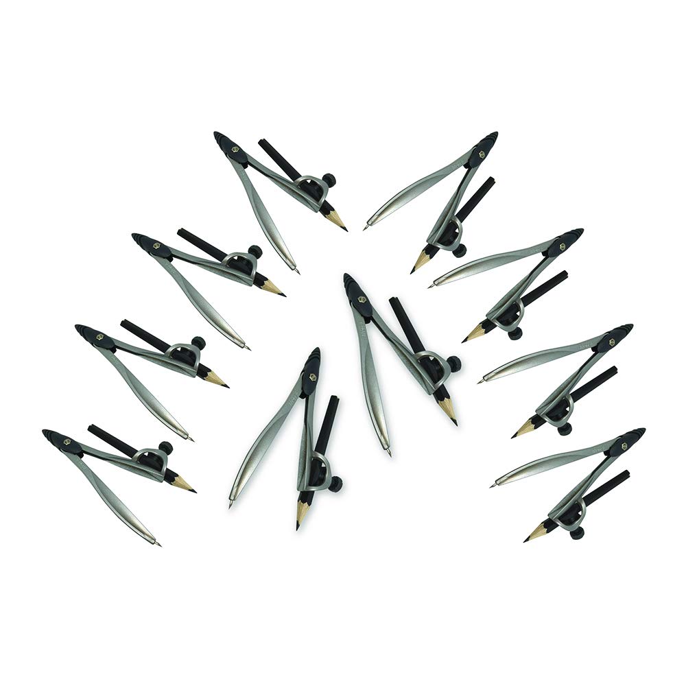 hand2mind Student Math Geometry Compass, Silver, Precision Tool for Geometry, Math, Drafting (Pack of 10): Industrial & Scientific