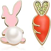 Easter Earrings Rabbit Bunny Carrot Stud Earrings Funny Earring