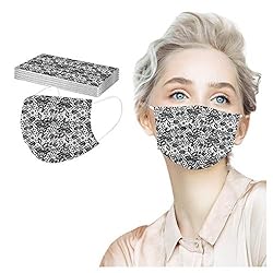 50 Pack Lace Pattern Disposable Face_Masks with 3
