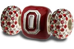 STONE ARMORY Ohio State Charms and Bracelets | Ohio State Brutus Buckeye Charm Bracelet | Ohio State Gifts | Officially Licensed Ohio State Jewelry | OSU Charms | Stainless Steel