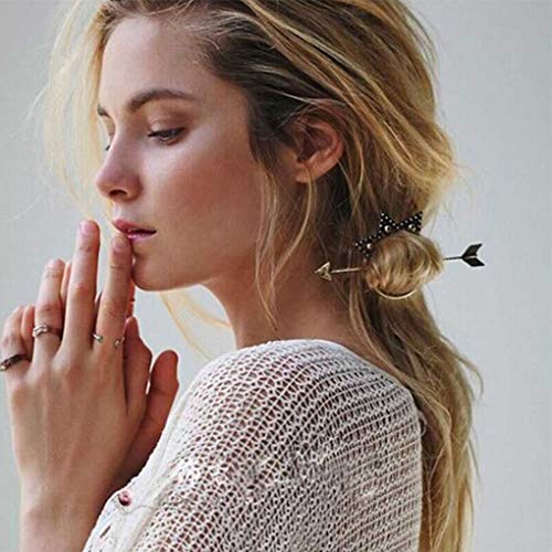 Tgirls Antique Long Arrow Round Hoop Set Pierced Barrette Hair Clip Star Hairpin Fork Stick Hair Pin Headdress Accessories for Women and Girls (Bronze) - Thumbnail 3