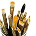 FEIYAN Makeup Brush Set Eyeshadow Brushes Wood Handle Makeup Brush Set Professional Eyeliner Lip Powder Liquid Cream Cosmetic Brushes Kit (20 pcs, Golden Black)