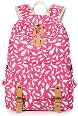 S Kaiko Canvas Backpack School Bakcpack for Women and Men School Bag Laptop Backpack Daypack Teenager Rucksack Traveling Backpack for Hiking Go to School (pink)