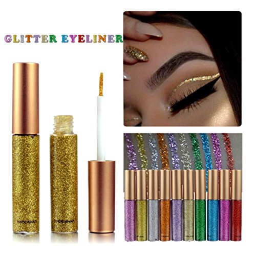 Coohole Hot Sexy Metallic Shiny Smoky Eyes Eyeshadow Waterproof Glitter Liquid Eyeliner (A)