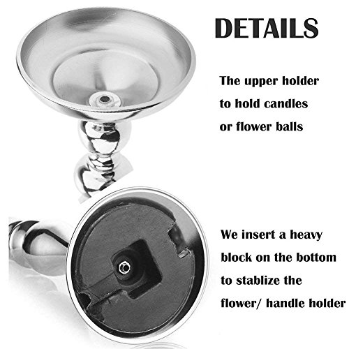 2 Pieces 50cm Height Metal Candle Holder Candle Stand Wedding Centerpiece Event Road Lead Flower Rack (Silver x 2) - Thumbnail 4