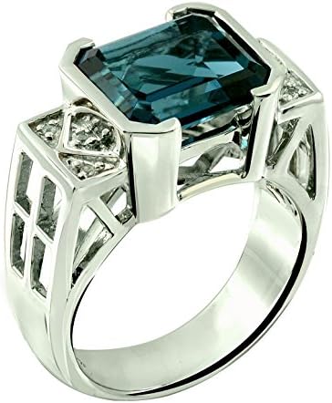 RB Gems Sterling Silver 925 Men's Ring Genuine Gemstone Octagon 12x10 mm Rhodium-Plated Finish, Art Deco
