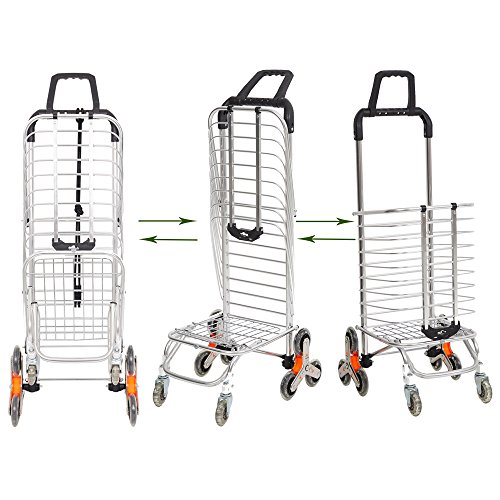 KARMAS PRODUCT Folding Shopping Cart with Swivel Wheels Stair Climber Grocery Utility Hand Cart Trolley, Easily Collapsible and Portable - Thumbnail 3