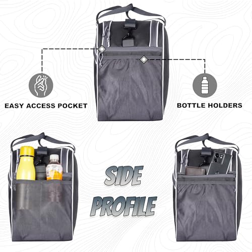 WHACKK Skating Equipment Bag|Gym Sports Quad Ice Skates Kitbag|Travel | Easy Access Pocket|2 Bottle Holders|Compartment Fits in Helmet & Skates 11" (Roller Black, M) 3
