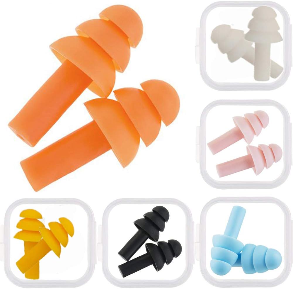 6 Pack Silicone Earplugs Soft Ear Plugs Float Flexible Earplugs for