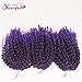 3pcs/pack Kinky Curl 8 Inch Afro Kinky Twist Hair Purple Soft Synthetic Crochet Braiding Hair Extention (Tpurple)