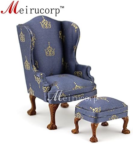 Dollhouse 1/12 scale miniature furniture gorgeous hand carved armchair&footstool