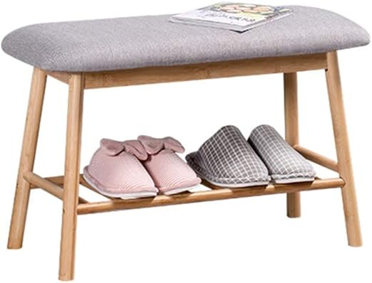 XU FENG Bambus Schuhregal Aufbewahrungsbank mit Sitzkissen, Flur
