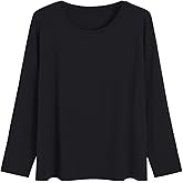 Latuza Women's Petite Tops Bamboo Viscose Long Sleeve Pajama Sleep Shirt