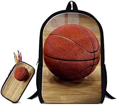 CrazyTravel Kids School Knapsack Rucksack Pencil Pouch Sets For Boys Girls Bagpack Sportsball Print
