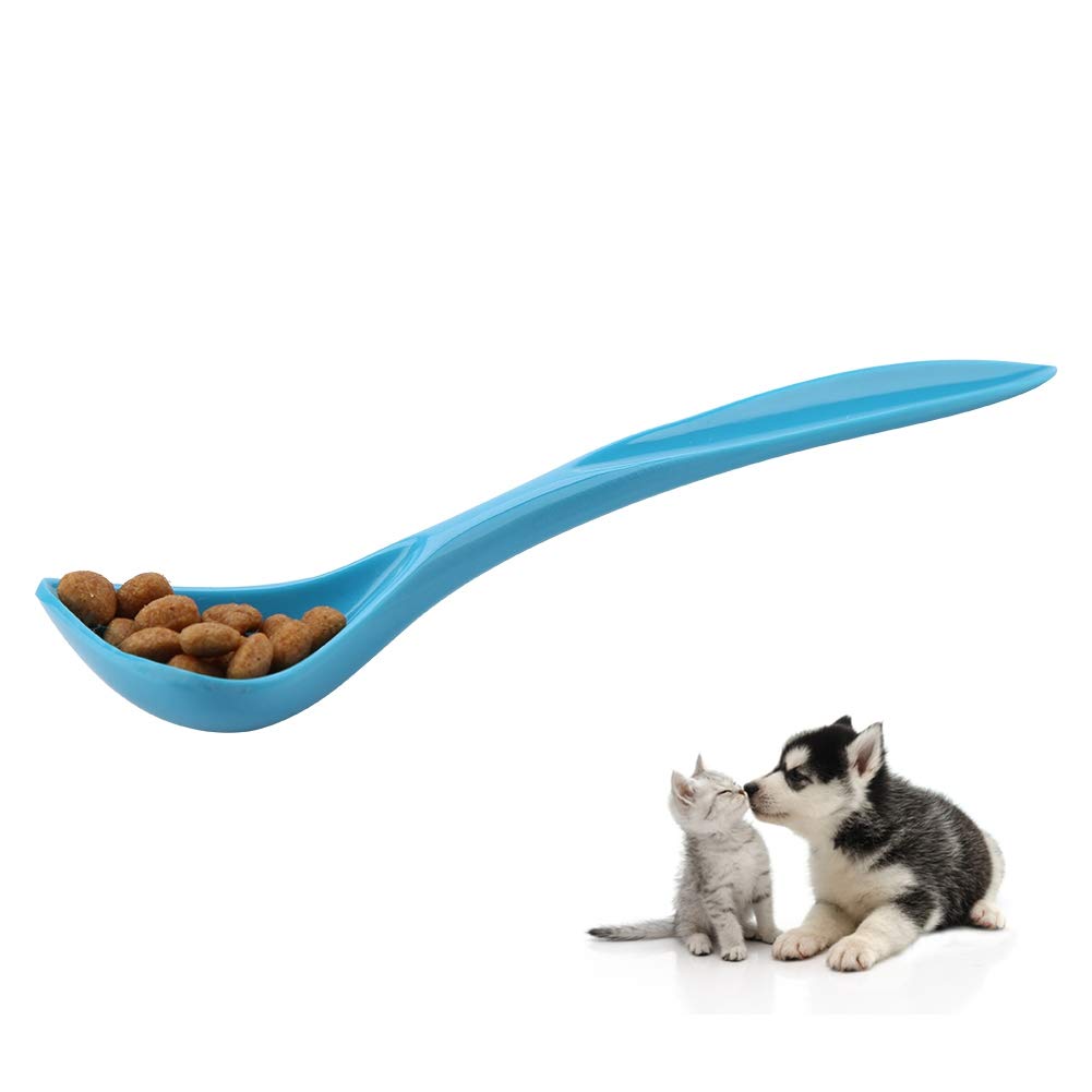 Pssopp Pet Long Handle Spoon Plastic Special Curved Dog Cat Can Tin Food Mixing