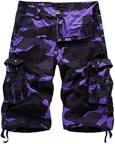 DressUMen DressU Men Camo Casual Printed Outdoor Chic Soft Multi-Pockets Cargo Shorts Purple 39