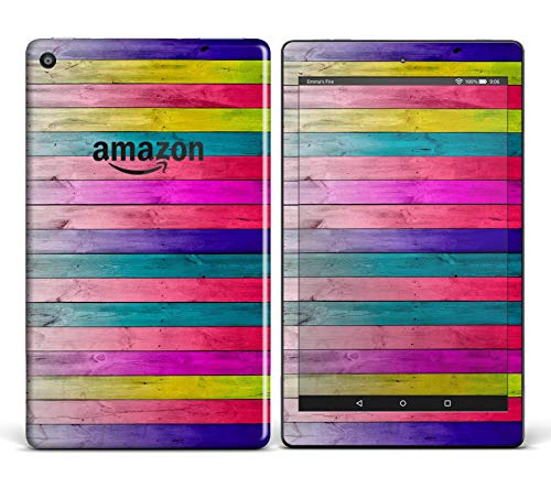 Wood Pattern Design Skinz Premium Full-Body Cover Wrap Decal Skin-Kit for The Kindle Fire HD 7 (Skin Only) - Vibrant Neon Colored Wood Strips