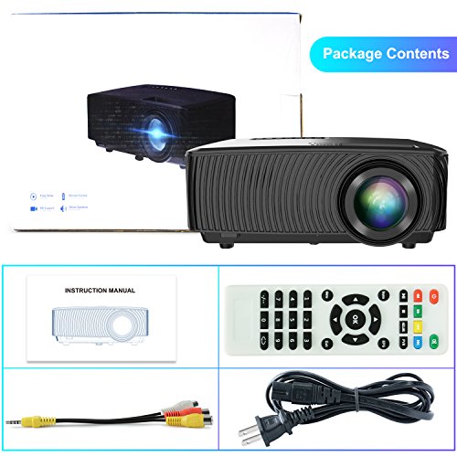 Home Theater projectors，ZOOKKI Multimedia Mini LED Video Projector +30% Lumens for 360º Display, Support 1080P HDMI USB VGA AV TV Laptop Games(iPhone Android Smartphones) - Thumbnail 4