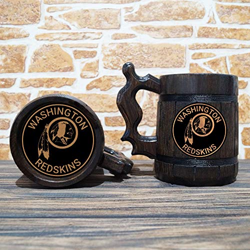 Washington Redskins Beer Mug, American Football Wooden Beer Stein, Sport Gift, Personalized Beer Stein, Washington Redskins Tankard, Custom Gift for Men, Gift for Him - Thumbnail 3