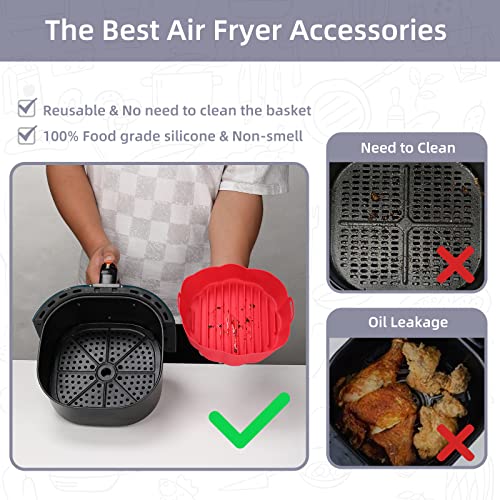 CaeyBrye Air Fryer Slicone Liners 7.5inch Food Grade Silicone Liners