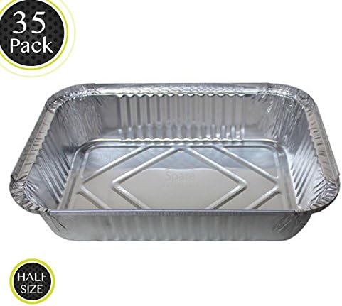 35 Pack - Durable Chafing Pans, Half Size Roasting Pans - Disposable Aluminum Foil Steam Table Deep Pans, Buffet Pans Size - 10" x 13" by Spare Essentials